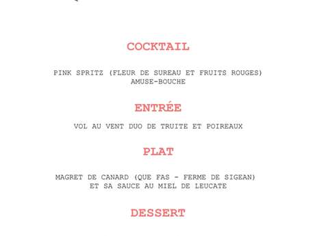 Menu de la Saint Valentin - Brise de Mer