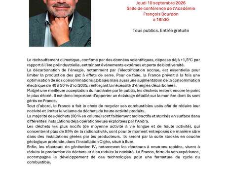 Conférence de François Lauprêtre : "Le nucléaire et après ? Le défi des déchets".