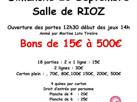 Super loto organisé par le Pays Riolais Handball à Rioz