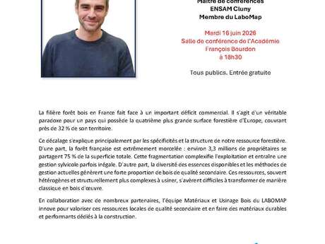 Conférence de Joffrey VIGUIER : "La variabilité du bois, un défi pour la construction durable"