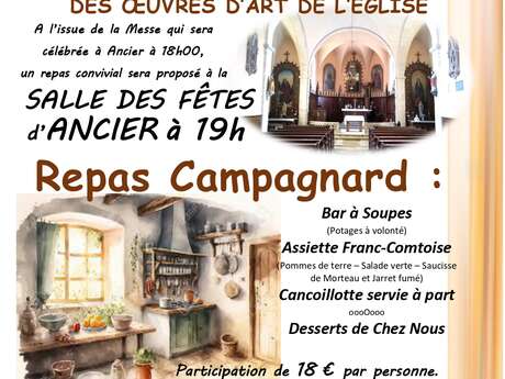 Lancement des travaux de restauration des œuvres d'arts de l'Église - Repas Campagnard