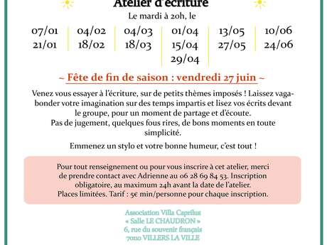 Ateliers écriture