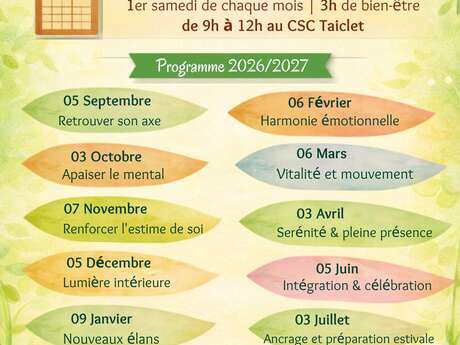 Demi-journées Sophrologie 2026 - 2027