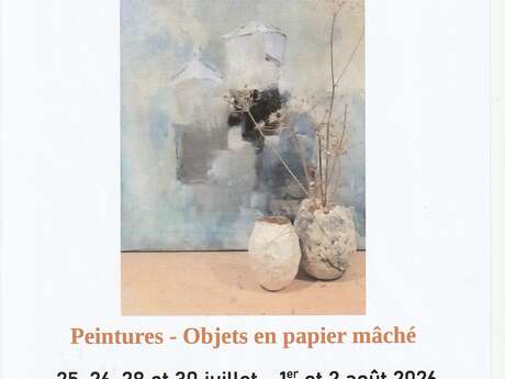 Exposition, Francine RENS, peintures et Chantal BINARD, papier mâché