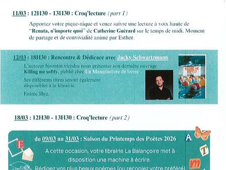 Calendrier des événements de La Balançoire