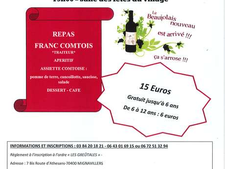 Repas Beaujolais Nouveau