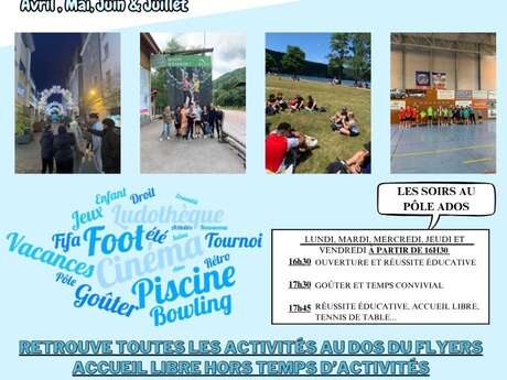 Les mercredis au pôle Ados de avril à juillet