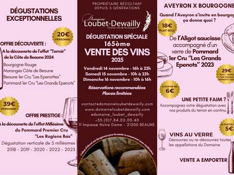 Domaine Loubet-Dewailly - Vente des Vins 2025 :  Dégustation Horizontale  "Découverte" : Pinot noir de la Côte de Beaune 2024