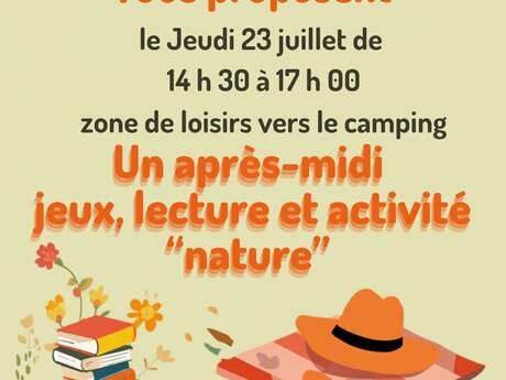 Après-midi jeux lecture et animations nature