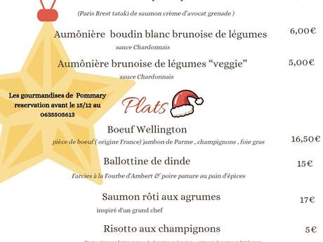 Menu de Noël - Pommary 2025
