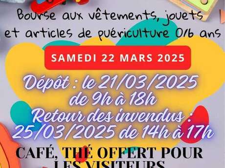 Bourse aux vêtements, jouets et articles de puériculture 0/6 ans