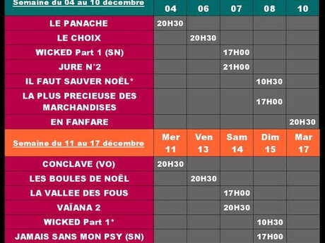 PROGRAMME DU CINÉMA DU 4 AU 17 DÉCEMBRE