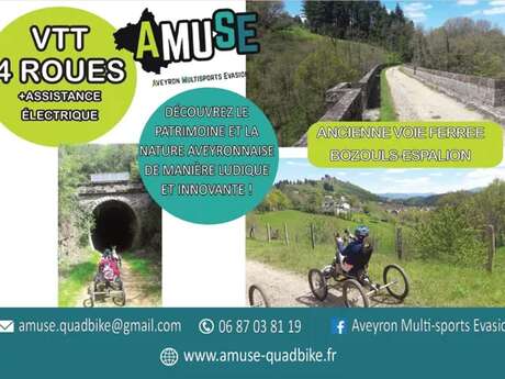 Randonnée accompagnée en VTT électrique à 4 roues (quadbike) sur l'ancienne voie ferrée Bozouls-Espalion