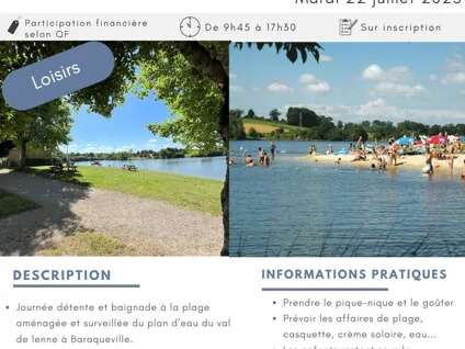 Baignade au lac du Val de Lenne à Baraqueville avec le Centre social de Rodez