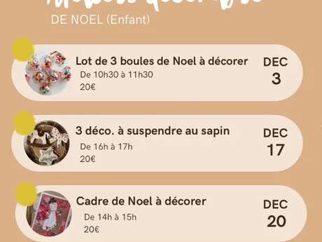 Atelier Enfant Art Floral : Lot de 3 boules de Noël à décorer