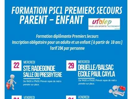 Formation PSC1 premiers secours parent et enfant