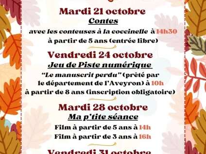 Vacances de la Toussaint à la médiathèque