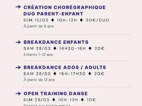 Ateliers danse mars pour adultes, ados et enfants - CAMIN