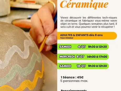 Atelier de création de Céramique, mois de juillet - Céline Gauthier