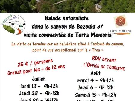 Balade naturaliste dans le canyon de Bozouls et visite commentée de Terra Memoria