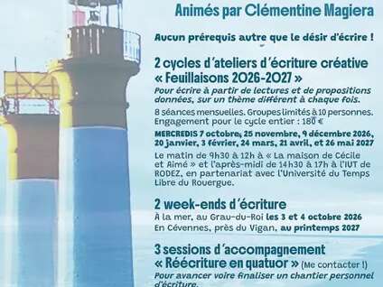 Atelier mensuel d'écriture créative - Clémentine Magiera