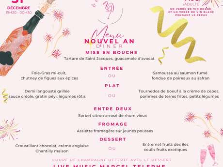 Menu du Nouvel An (Le Flamant Rose - Hôtel Frégate Bleue ***)