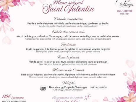 Menu de la Saint-Valentin (Le Pitaya - La Pagerie Hotel ****)