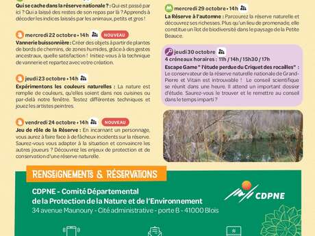 Ateliers et Sorties Nature - Vacances d'automne