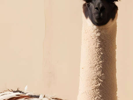 Théâtre ambulant "le printemps des lamas", nourrissage du troupeau