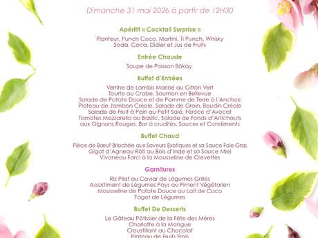 Menu de la Fête des Mères (La Yole - Karibéa Sainte-Luce Hôtel ***)