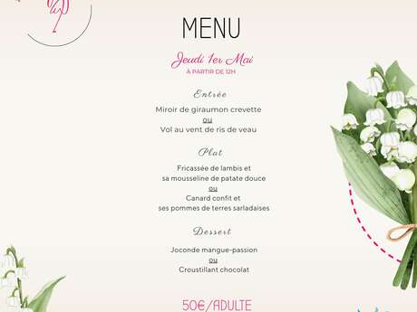 Menu du 1er Mai (Le Flamant Rose - Hôtel Frégate Bleue ***)