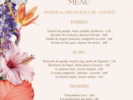Menu de la Fête des Mères (La Dunette - Hôtel La Dunette)