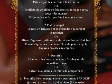 Menu du Nouvel An (Tante Arlette - Hôtel Tante Arlette **)