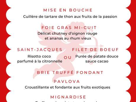 Menu de la Saint-Valentin (Le Flamant Rose - Hôtel Frégate Bleue ***)