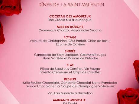 Menu de la Saint-Valentin (Le Jardin des Alizés - Karibéa Squash Hôtel ***)