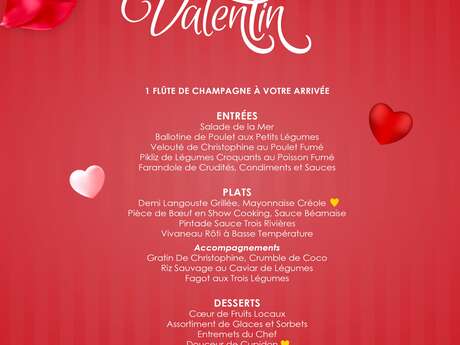 Menu de la Saint-Valentin (La Yole - Karibéa Sainte-Luce Hôtel ***)