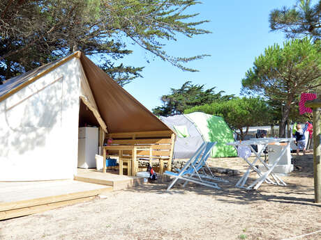 Night in an ecolodge tent at the campsite in the Loire Valley in Re