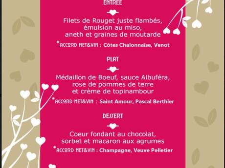 Menu Saint-Valentin - Les Charmes de Bresse