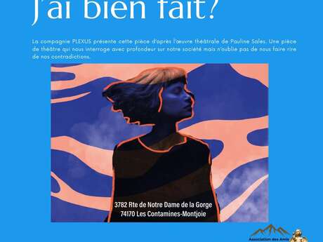 Pièce de théâtre « J’ai bien fait? » de la compagnie Plexus au Centre Culturel de la Gorge