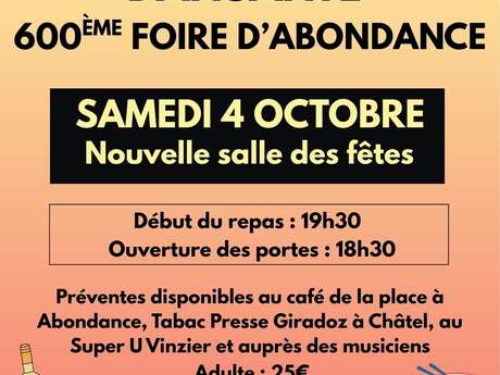 REPAS / SOIRÉE FONDUE de la Foire d'Abondance