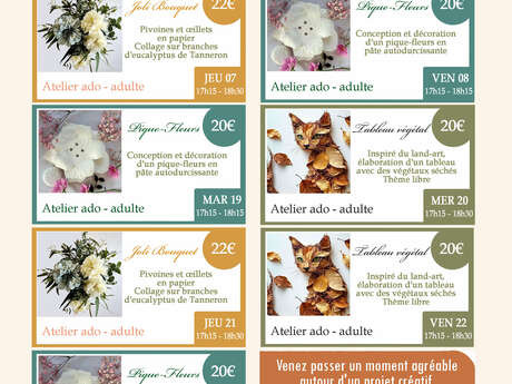 Ateliers créatifs d'été au Petit Chalet: tableau végétal