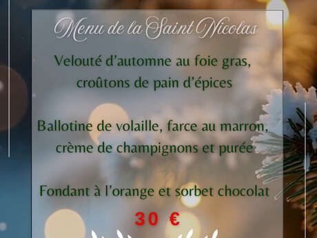 Menu de la Saint Nicolas  / marché de Noël   au restaurant Dix Vin à Cadenet