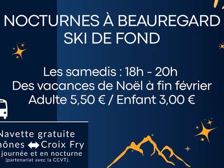 Ski nordique en nocturne sur le plateau de Beauregard