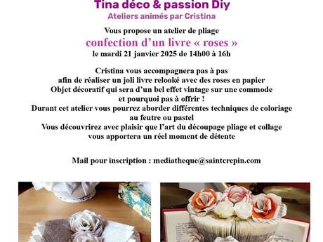 Atelier pliage "confection d'un livre roses"