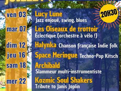 Concert and Show Schedule at the Au Coin Sauvage Open-Air Café