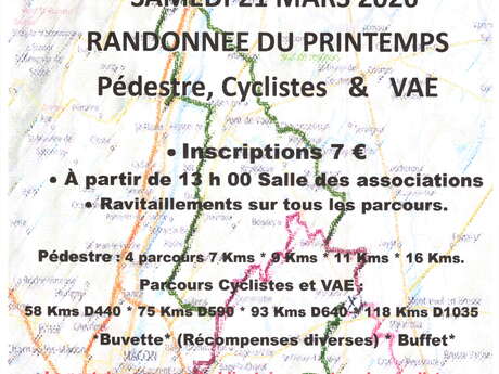 Randonnée du printemps Cyclo, VAE, Pédestre 2026