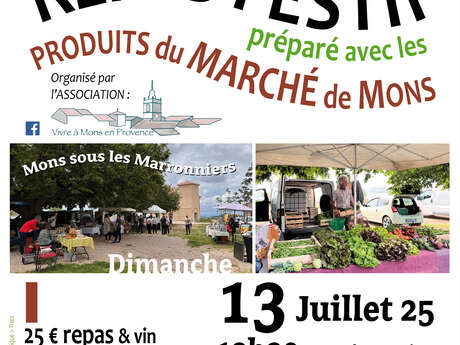 Repas festif avec les produits du marché de Mons