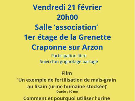 "L'urine humaine comme source de fertilisant agricole" : soirée-débat et grignotage partagé