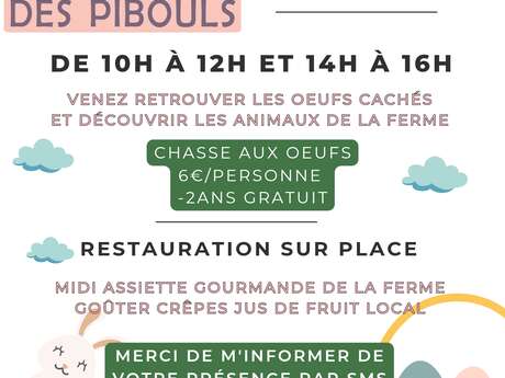 Chasse aux oeufs à la ferme animalière des Pibouls