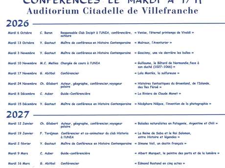 Conférences de l’UVIA